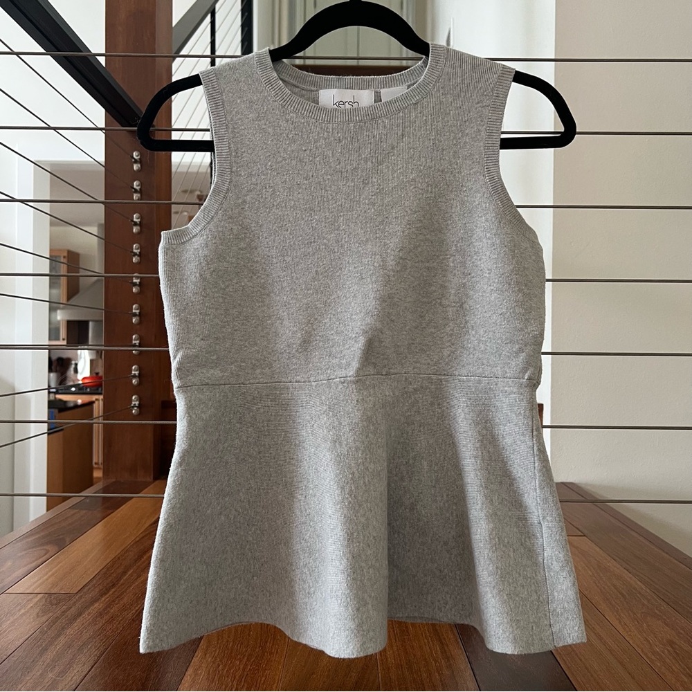 Kersh Gray Peplum Tank Top